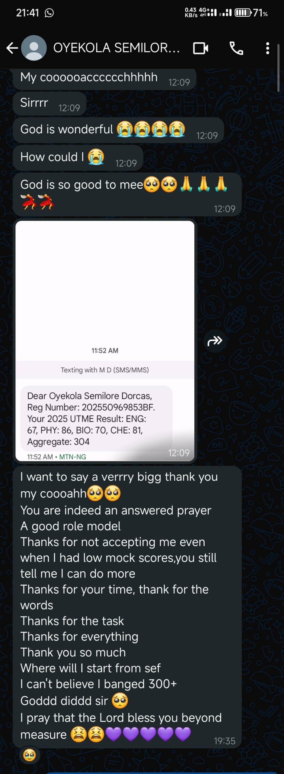Oyekola Semilore Dorcas - 304/400