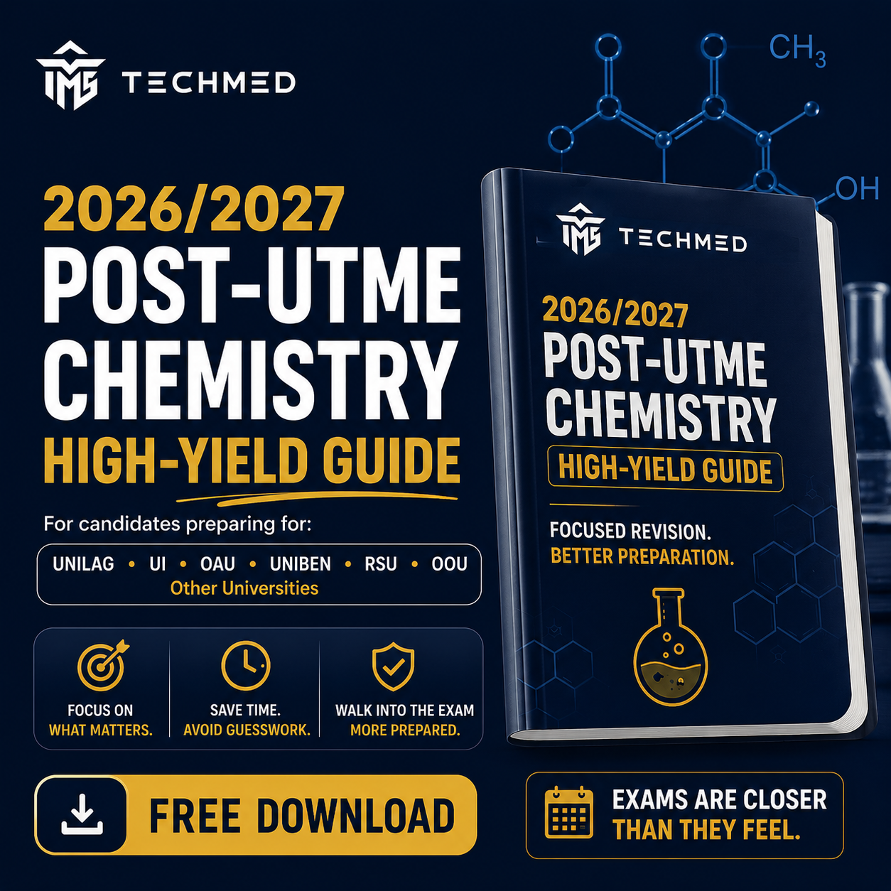 TECHMED Post-UTME Chemistry High-Yield Guide 2026/2027